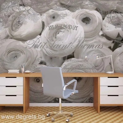 Фототапет Бели рози - винтидж 3d