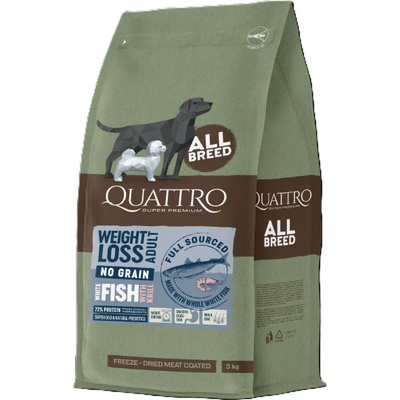 Quattro Adult Weight Loss AB bez obilovin s Bílou rybou a krillem 3 kg