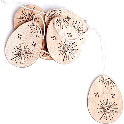 Vajíčko závěs dřevo 6ks/6cm natural