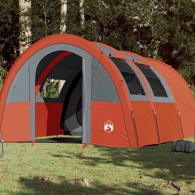 vidaXL Къмпинг палатка тунелна за 4 човека сиво-оранжево водоустойчива (94402)