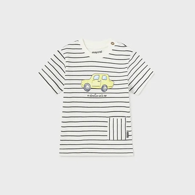 MAYORAL Тениска с къс ръкав с райета и кола в жълто за бебе момче Майорал