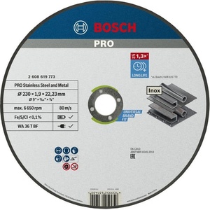 Bosch Режещ диск pro Неръждаема стомана и метал, 230 × 1, 9 × 22, 23 мм 2608619773 (2608619773)
