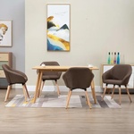 vidaXL Трапезни столове, 4 бр, кафяви, плат (278410)