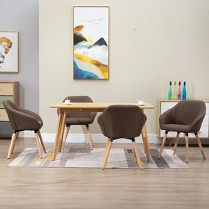 vidaXL Трапезни столове, 4 бр, кафяви, плат (278410)