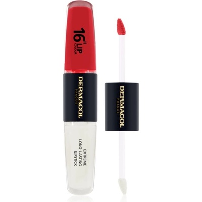 Dermacol 16H Lip Colour dlhotrvajúci rúž a lesk na pery 34 Vibrant Red 2 x 4 ml