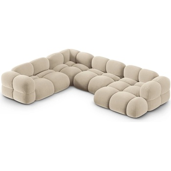 Cosmopolitan Design Бежов кадифен ъглов диван (ляв ъгъл/U форма) Loretto - Cosmopolitan Design (COS_UL_120_F1_LORETTO1)
