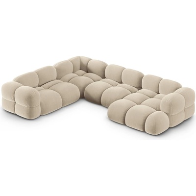 Cosmopolitan Design Бежов кадифен ъглов диван (ляв ъгъл/U форма) Loretto - Cosmopolitan Design (COS_UL_120_F1_LORETTO1)