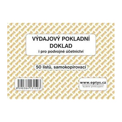 Optys 1315 Výdajový doklad A6, samopropisovací, 50 listů