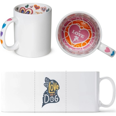 Design Motto Hrneček Vše co potřebujete je láska a pes Láska Standard Dárky Sublistar 330 ml