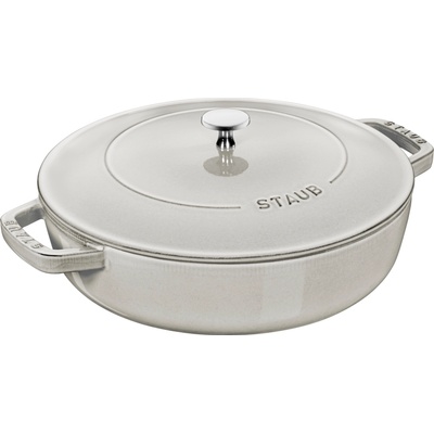 Staub Тиган Staub дълбок с две дръжки и капак 28 см бял трюфел (40501-486-0)