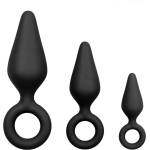 EasyToys anal collection Черни анални тапи С пръстен - комплект