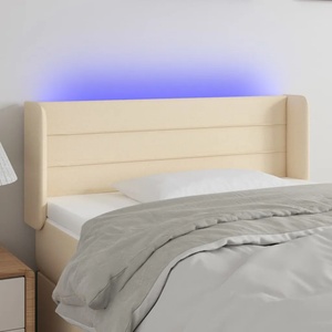 vidaXL LED горна табла за легло, кремава, 83x16x78/88 см, плат (3123355)