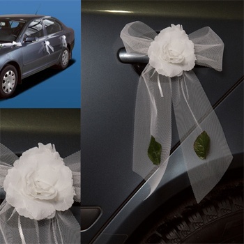 Ozdoba na kliky svatebního auta - PEGAS - bílá (4ks/bal)