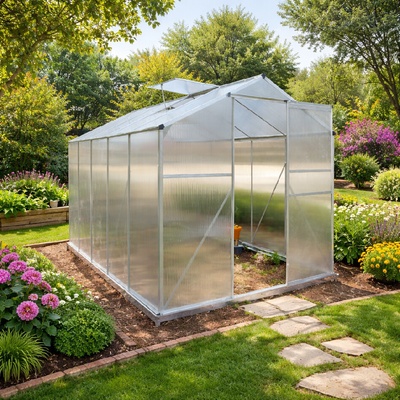 BestBerg Skleník so základňou BBGH-1006S 5,95 m² 313 × 190 × 194 cm strieborná