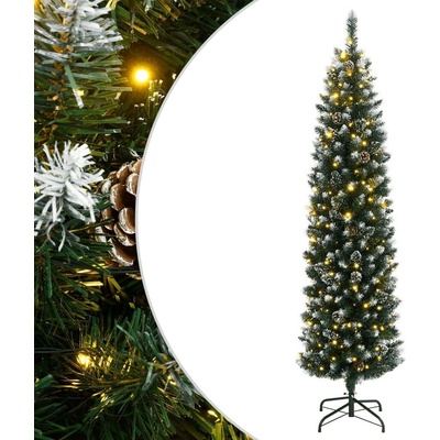 vidaXL Umělý úzký vánoční stromek s 300 LED 210 cm