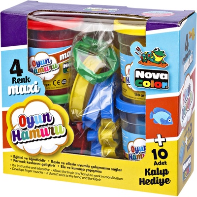 Novacolor model.hmota Play Dough 4x130g + tvořítka