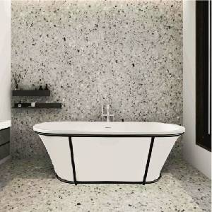 Inter Ceramic Свободностояща вана Inter Ceramic, бяло-сив акрил, 163x72 см, с черна рамка (LB1901MW)