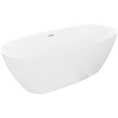 Mexen Luvo Slim свободностояща вана 170 x 75 cm, бяла, с преливник от матиран никел - 52801707500-97 (52801707500-97)