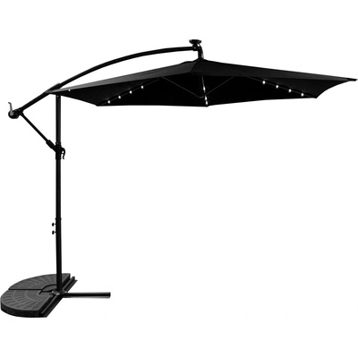 AGA MR2024 Záhradný slnečník s LED osvetlením 300 cm Black - čierny