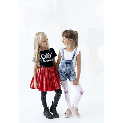 Knittex Detské vzorované pančuchy YES/NO biela