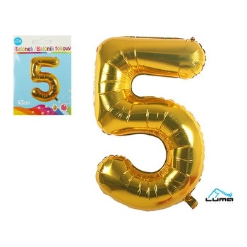 LUMA Balonek foliový č.5 zlatý 43cm