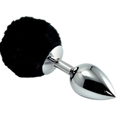 Метален анален плъг с помпон, 7см. - Pompon Metal Plug Black (LVTOY00503)