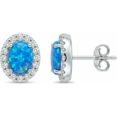 Šperky Nina Strieborné náušnice Royal Opal s vencem zirkónu 925/1000 ns ag kam h 325