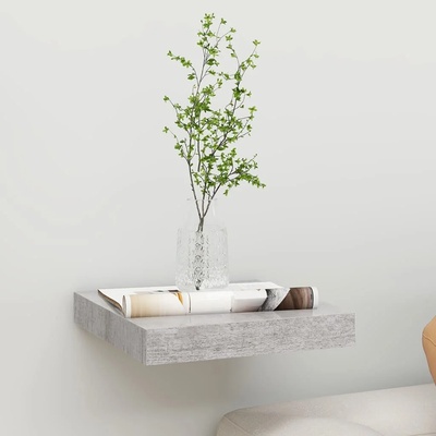 vidaXL Окачен стенен рафт, бетонно сив, 23x23, 5x3, 8 см, МДФ (326588)