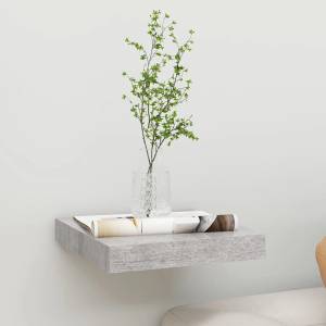 vidaXL Окачен стенен рафт, бетонно сив, 23x23, 5x3, 8 см, МДФ (326588)