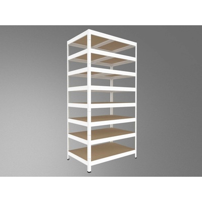 Biedrax Regál do sklepa 50 x 90 x 240 cm, bílý, 8 polic MDF, nosnost 200 kg na polici