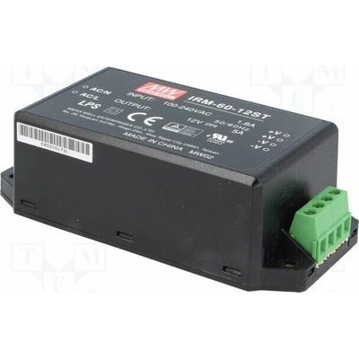 MEAN WELL IRM-60-12ST Napájecí zdroj: spínaný; k vestavbě,modulový; 60W; 12VDC; 5000mA