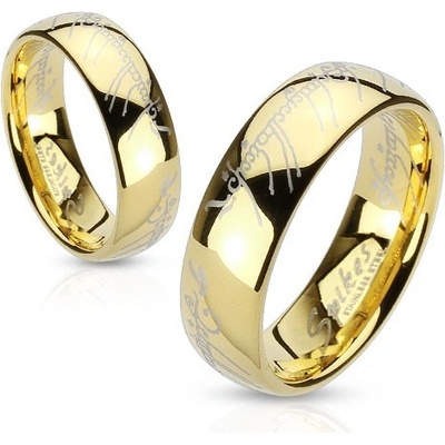 Šperky Eshop ocelový prsten zlaté barvy písmo z Lord of the Rings BB13.14