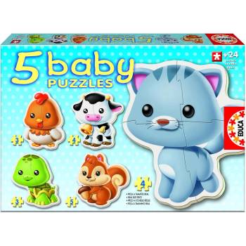 Image 1 of Educa - Puzzle 4in1 Baby Animals II - 1 - 39 piese