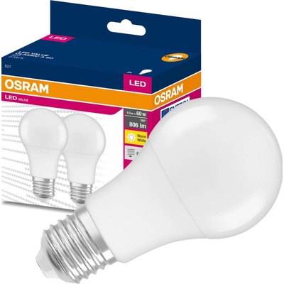 Osram 2PAK LED žiarovka E27 A60 8,5W 60W 806lm 2700K Warm 200° VALUE