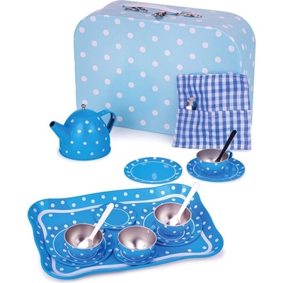 Bigjigs Toys puntikovaný čajový set modrý