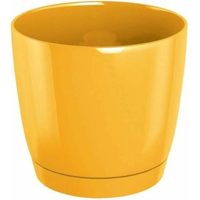 Prosperplast Květináč COUBI ROUND P s miskou žlutý 21cm