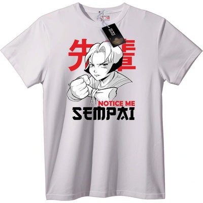 NOONEBRAND Тениска Забележи ме Senpai Аниме - S, Black