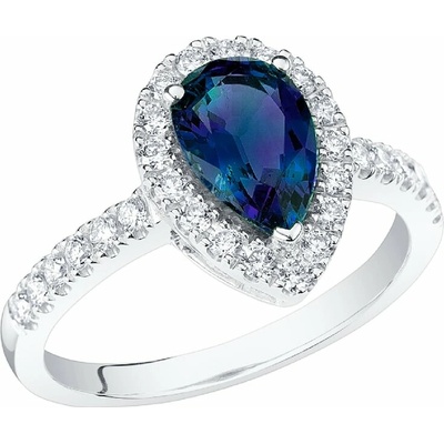 Eppi Zlatý halo prsteň s pear lab grown alexandritom a diamantmi Randy R47173