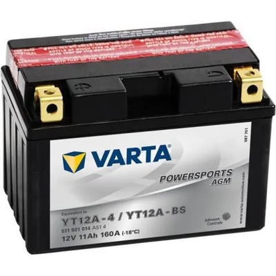 VARTA Powersports AGM 12V 11Ah left+ YT12A-4/YT12A-BS 511901014A514