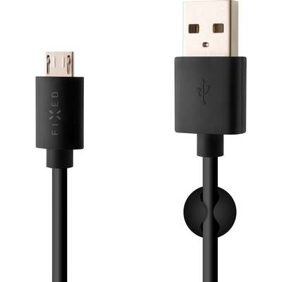 Datový a nabíjecí kabel FIXED s konektory USB/micro USB, 1 metr, černý