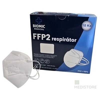 Biomic Respirátor FFP2 NR D bez ventilu biely 10 ks ADC