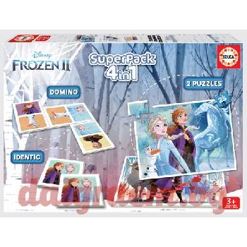 Image 1 of Educa Superpack EDUCA 18378 - Пъзел 2 х 25 части + Мемо игра + Домино - Замръзналото кралство (EDU18378)