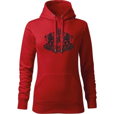 DRAGOWA дамски суитшърт с качулка Герб на България, червен (37478)