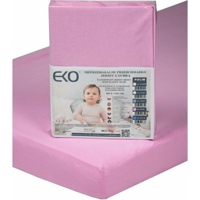 EKO Prestieradlo nepremokavé s gumou džersej ružové 60x120