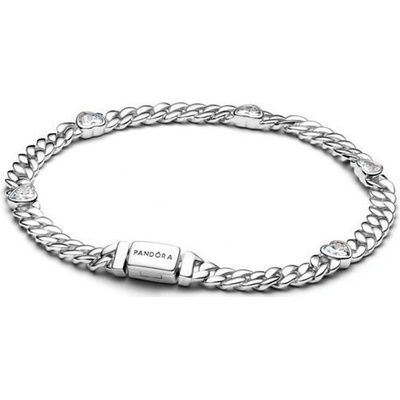 PANDORA Náramek Srdce na kubánském řetízku 16 cm 594226C01-16