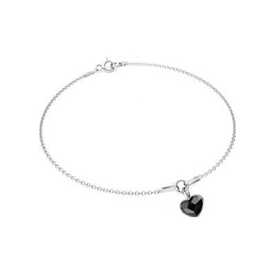 Nubis stříbrný se srdíčkem Crystals from Swarovski Jet Black NB-0206-JB