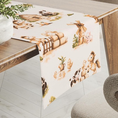 Biante Dětský bavlna běhoun Sandra SA-779 U nás na statku 35x180 cm