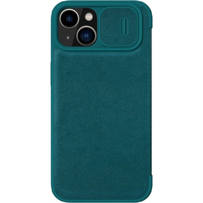 Nillkin Кожен калъф с протектор за камера Nillkin Qin Pro Leather за iPhone 14 Plus, 6.7", 2022, зелен (6902048249103)