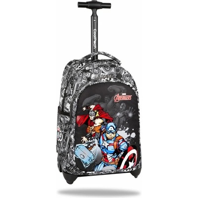 Ученическа раница на колела Coolpack - Jack - Avengers, две основни отделения, твърдо дъно, телескопична дръжка, водонепропусклива материя, полиестер, разноцветна (F107778)