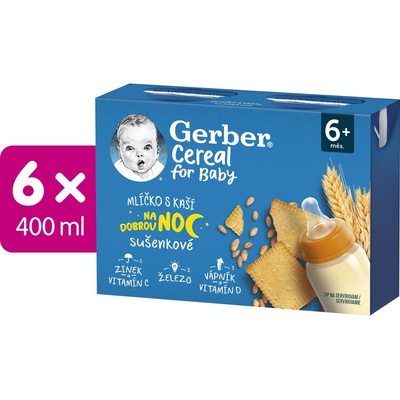 Gerber Cereal mliečko s kašou sušienky 6 x 2 x 200 ml